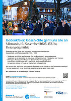 Plakat Gedenkfeier Geschichte geht uns alle an als PDF zum Herunterladen Plakat Gedenkfeier Geschichte geht uns alle an als PDF zum Herunterladen