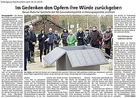Berichterstattung in den Schongauer Nachrichten vom 26.11.2019
